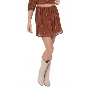 NEW SADIE & SAGE last dance mini skirt in brown multi